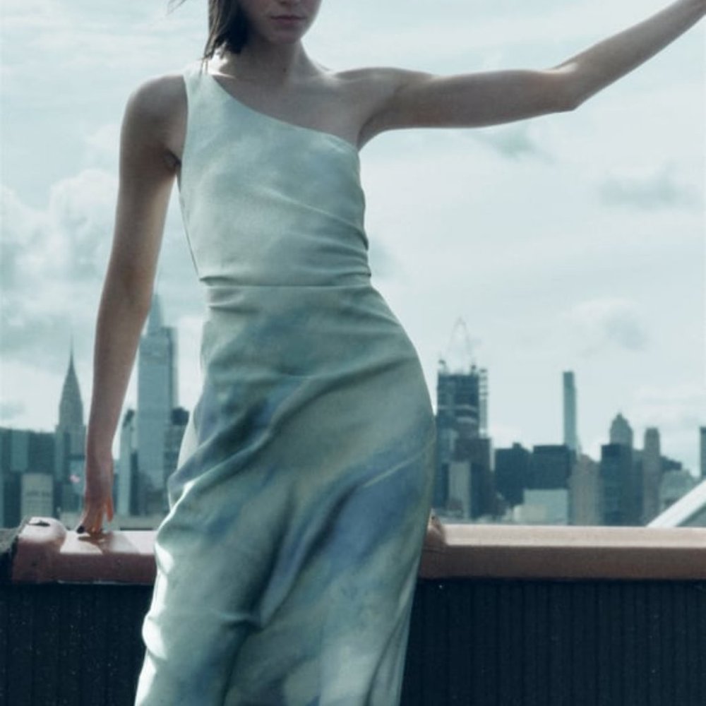 NWT ZARA DRAPED SATIN EFFECT DRESS